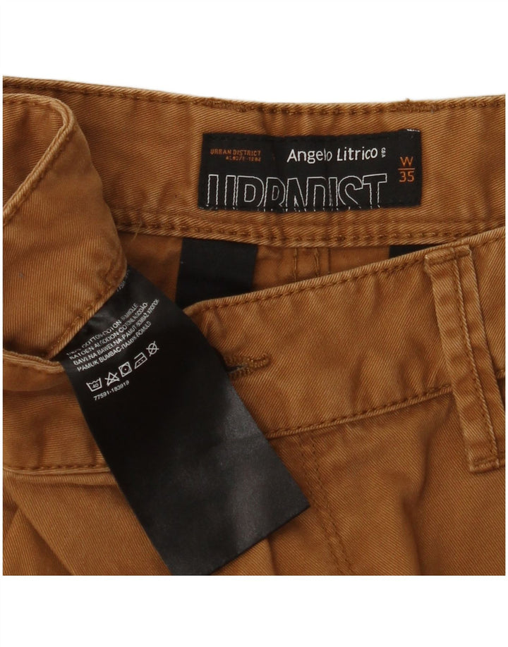 ANGELO LITRICO Shorts Chino Masculino W35 Grande Algodão Marrom