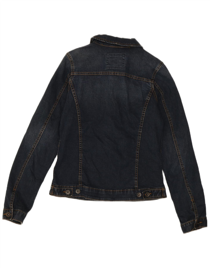 Jaqueta jeans feminina Fat Face Reino Unido 10 algodão azul marinho pequeno