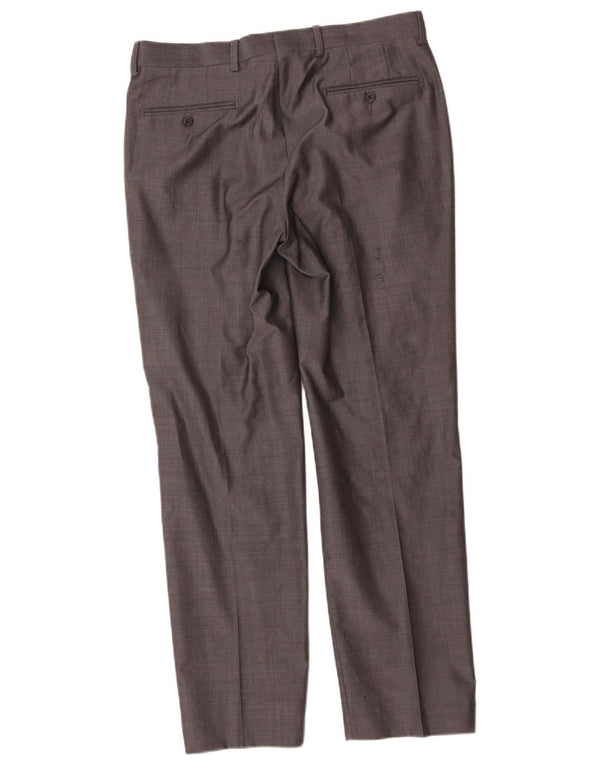 Calça masculina Marks & Spencer Autograph Straight Suit W32 L31 Lã Cinza