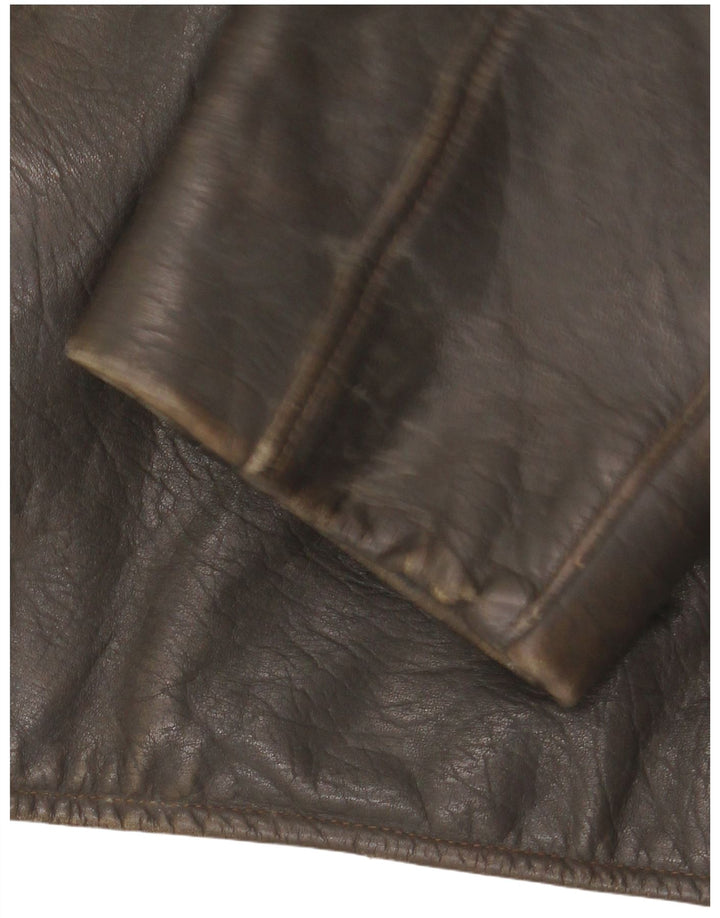 Jaqueta de couro masculina vintage IT 48 médio cáqui