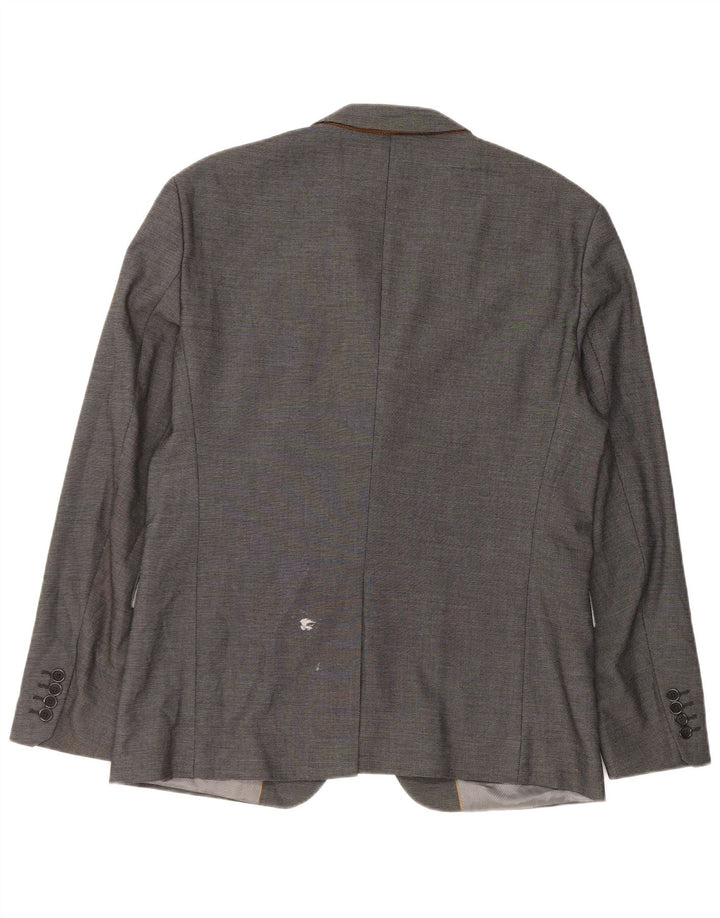 Jaqueta blazer masculina Zara com 2 botões tamanho 54 XL cinza poliéster