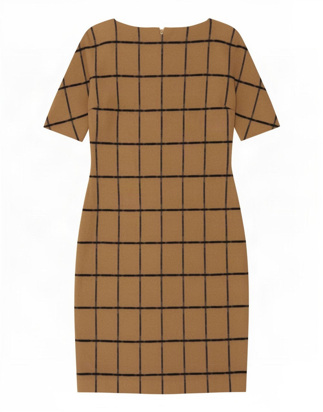 Vestido bainha feminino Zara Reino Unido 14 grande xadrez marrom