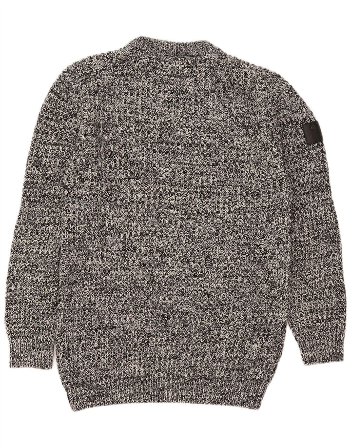 Suéter masculino Superdry com gola redonda grande cinza manchado
