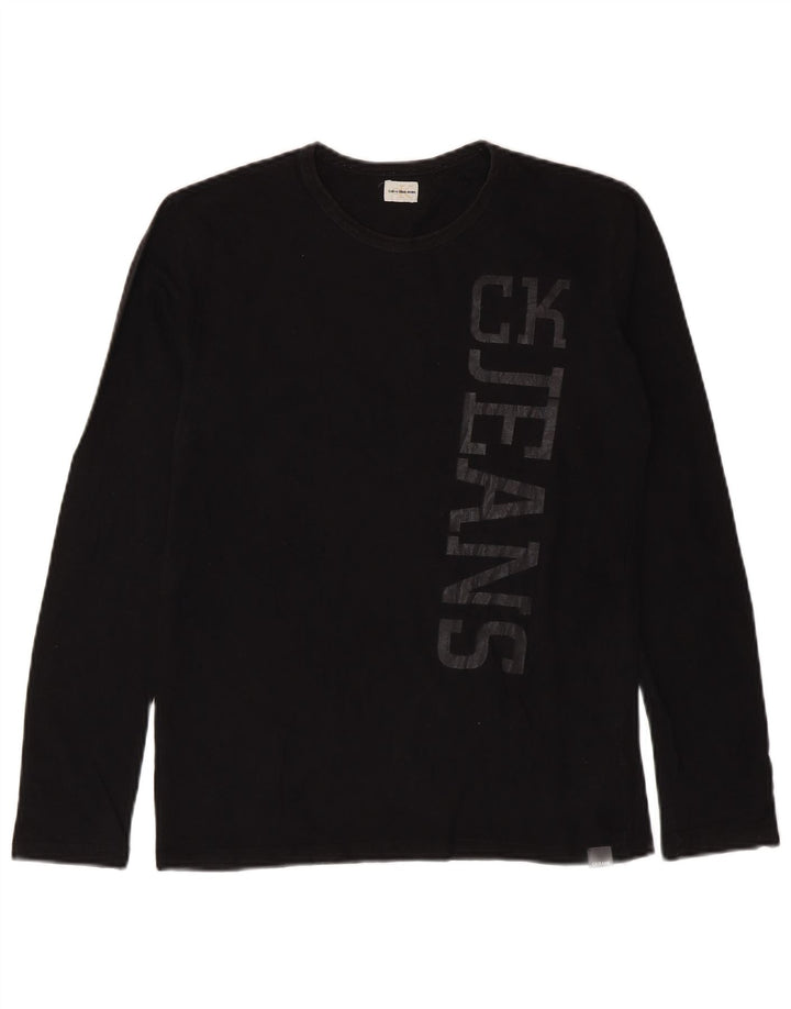 Calvin Klein Jeans Masculino Top Gráfico Manga Longa Pequeno Preto