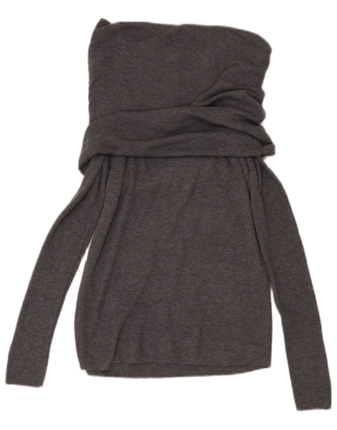 Suéter feminino Zara com gola redonda UK 14 poliéster cinza grande
