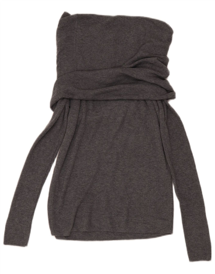 Suéter feminino Zara com gola redonda UK 14 poliéster cinza grande