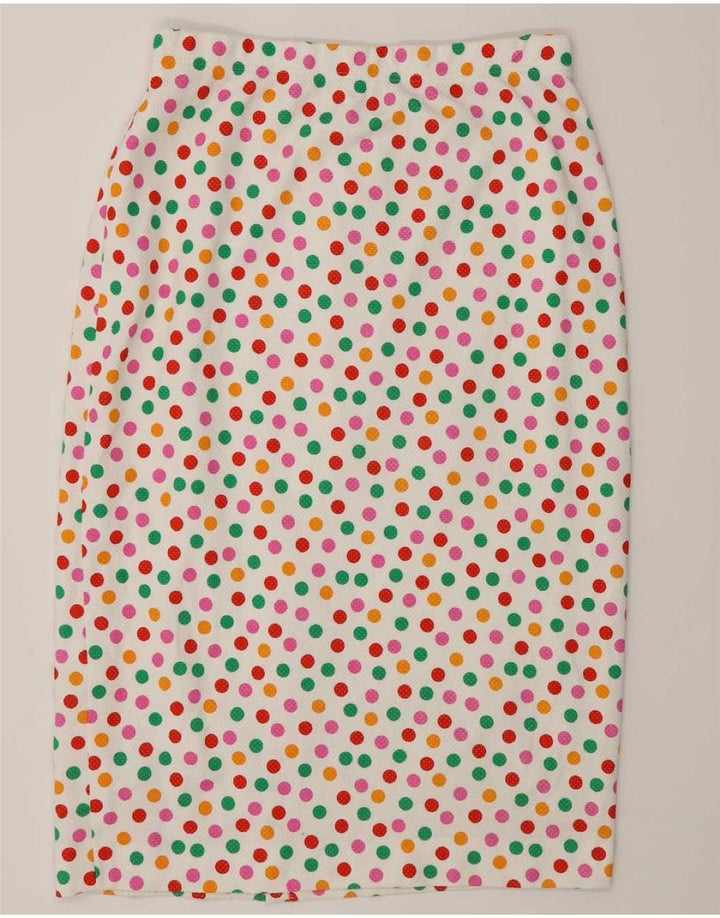 Conjunto de saia feminina Liola com 4 botões e 2 peças IT 46 grande W28 bolinhas brancas