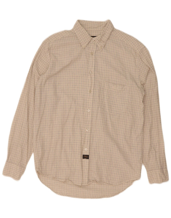 Camisa masculina Fila de algodão xadrez bege médio
