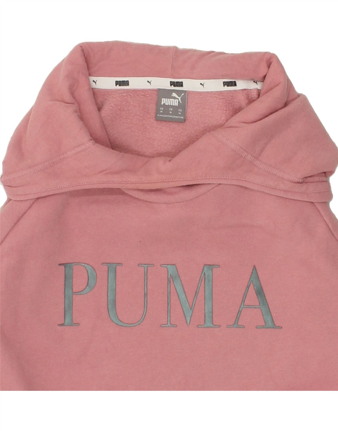 PUMA Womens Graphic Hoodie Jumper UK 14 Medium Pink Cotton Vintage Puma and Second-Hand Puma from Messina Hembry 