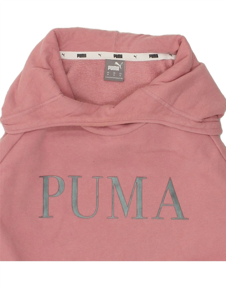 PUMA Womens Graphic Hoodie Jumper UK 14 Medium Pink Cotton Vintage Puma and Second-Hand Puma from Messina Hembry 