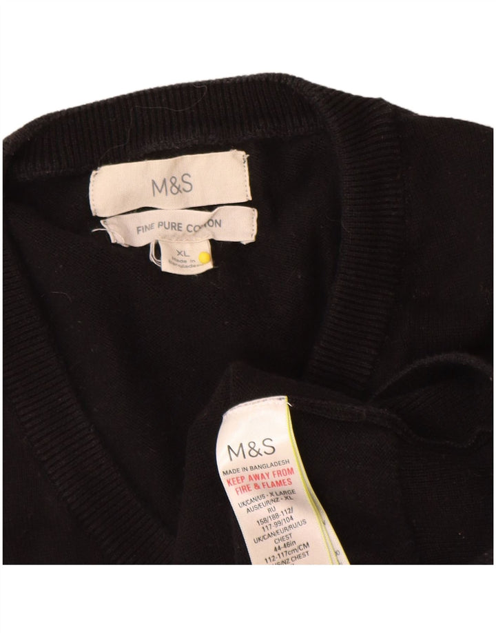 Suéter masculino Marks & Spencer com decote em V XL algodão preto