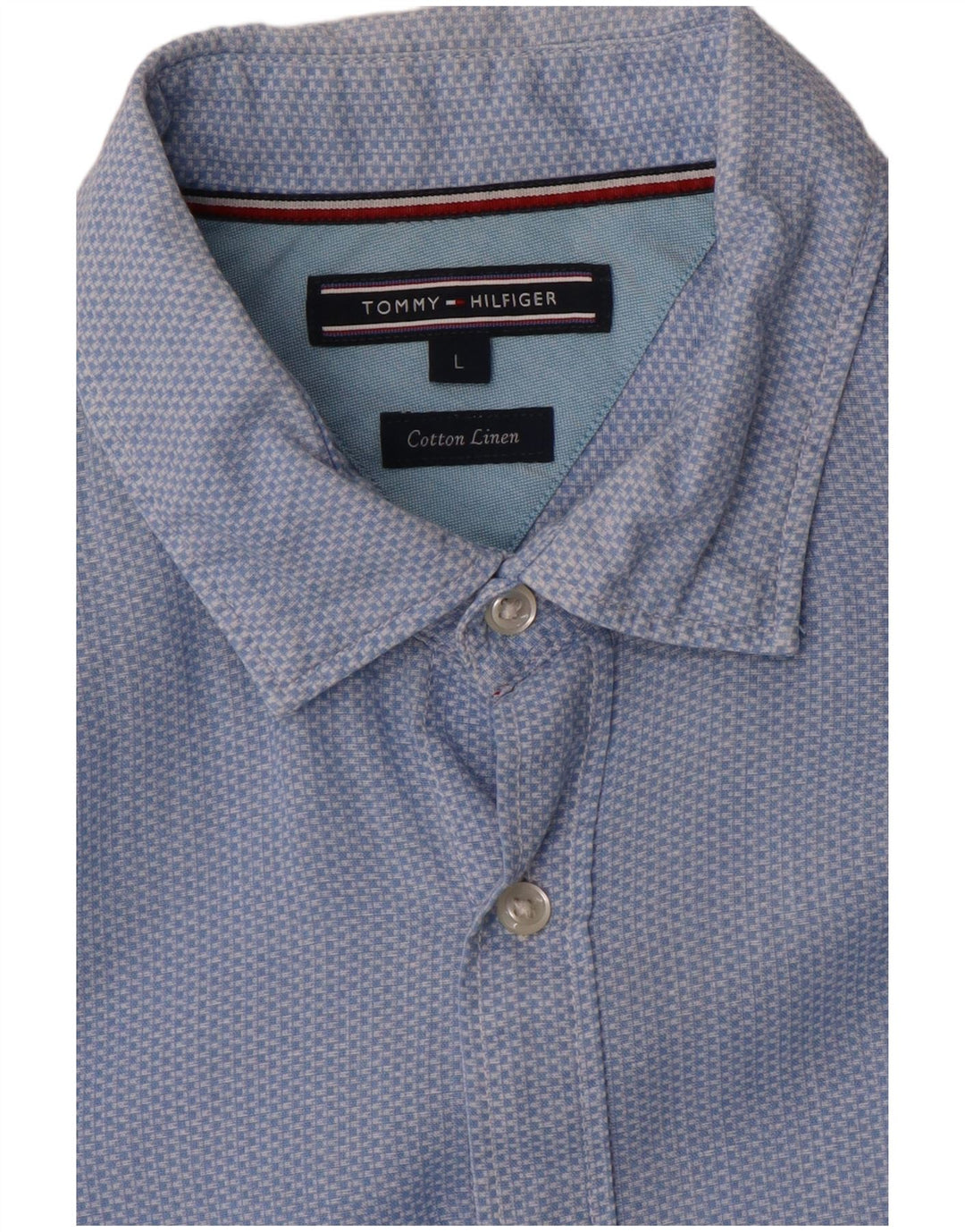 Camisa masculina Tommy Hilfiger grande algodão xadrez azul