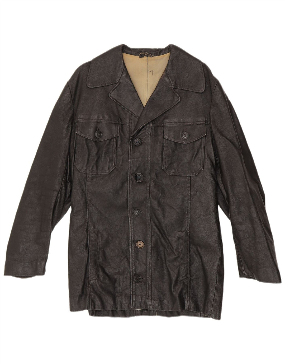 Jaqueta de couro masculina vintage UK 38 média preta