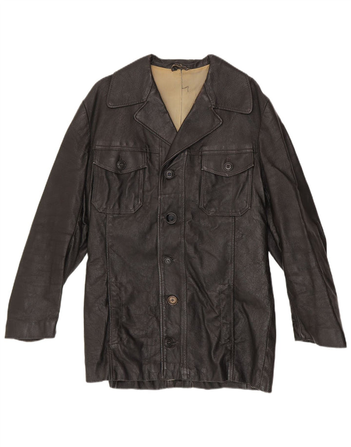 Jaqueta de couro masculina vintage UK 38 média preta
