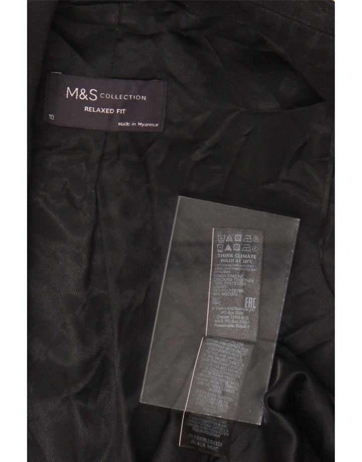 Jaqueta blazer feminina Marks & Spencer com ajuste relaxado Reino Unido 10 pequena preta