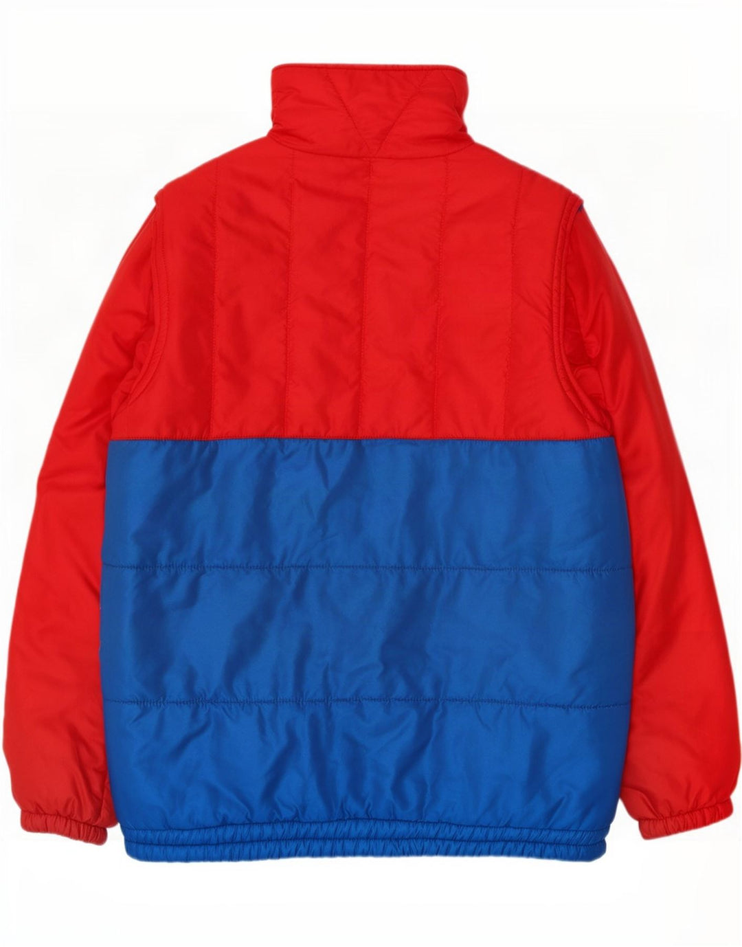 Jaqueta acolchoada masculina vintage UK 38 poliamida colorblock vermelho médio