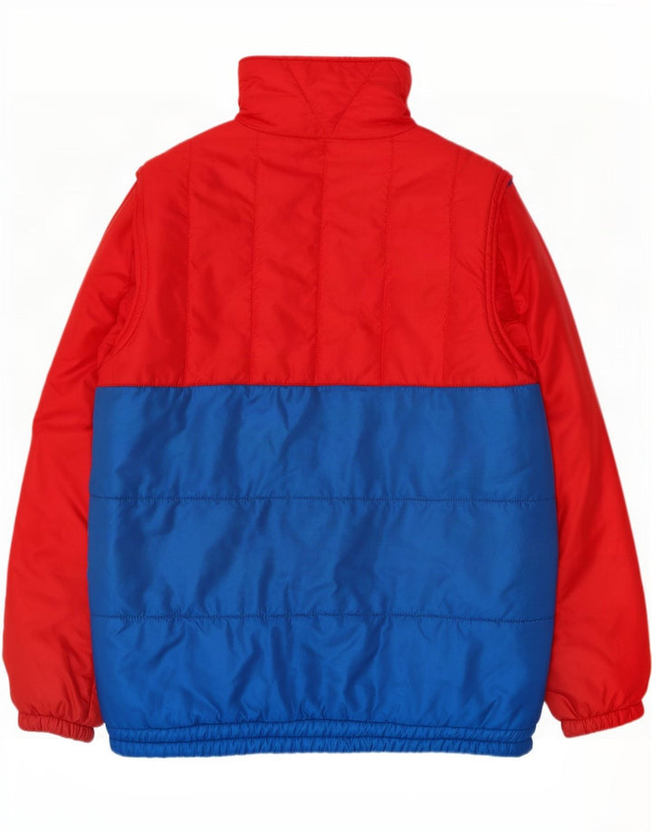 Jaqueta acolchoada masculina vintage UK 38 poliamida colorblock vermelho médio