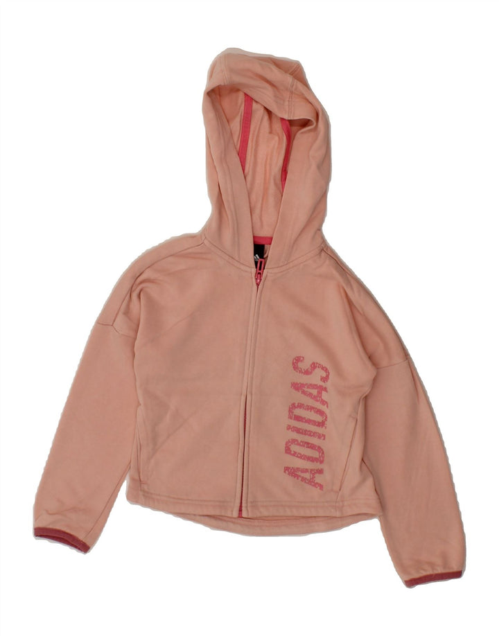 ADIDAS Girls Graphic Zip Hoodie Sweater 4-5 Years Pink Vintage Adidas and Second-Hand Adidas from Messina Hembry 