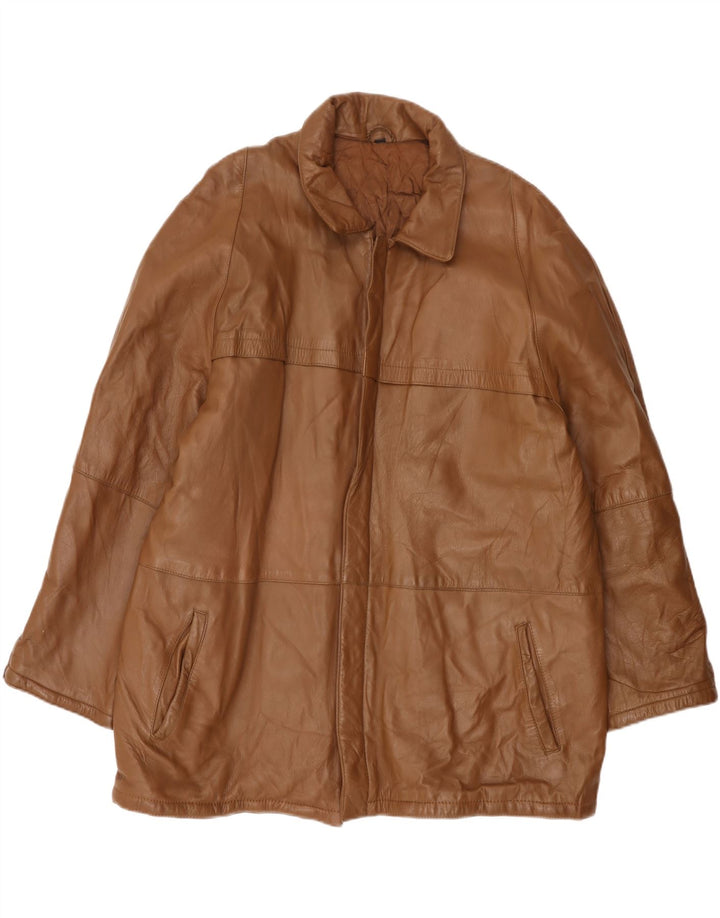 Jaqueta de couro masculina vintage IT 58 4XL couro marrom