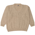 Suéter masculino vintage com decote em V XL lã bege