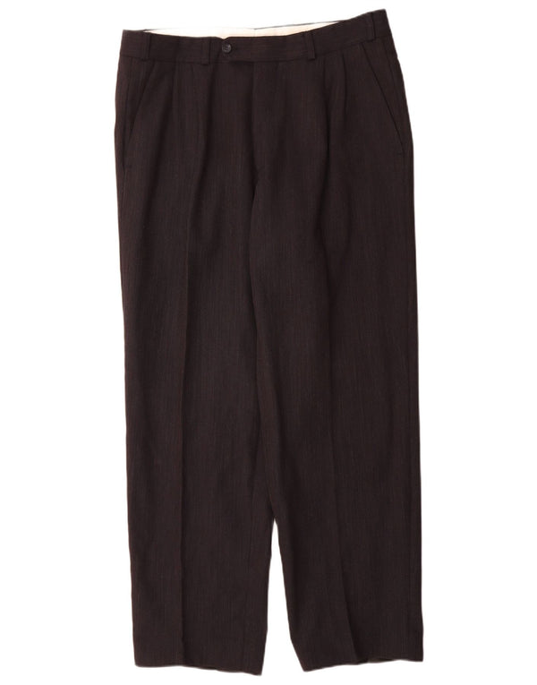 Calça de terno masculino Daniel Hechter IT 52 XL W36 L31 risca de giz azul marinho