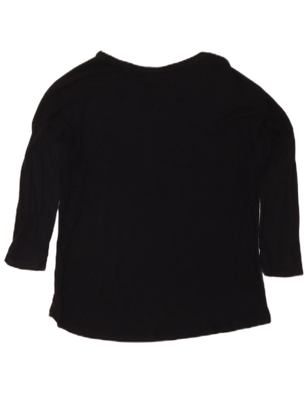 Top feminino Massimo Dutti manga 3/4 Reino Unido 12 médio preto