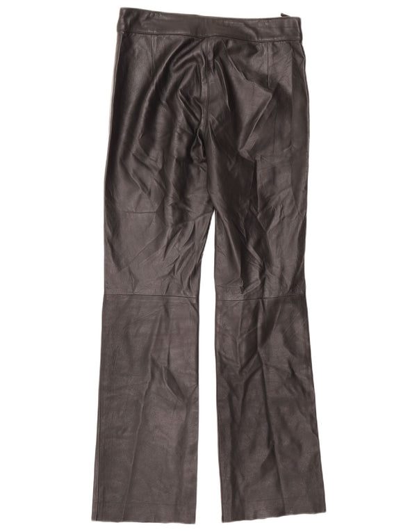 Calças retas de couro feminino vintage EU 38 Médio W30 L32 Preto