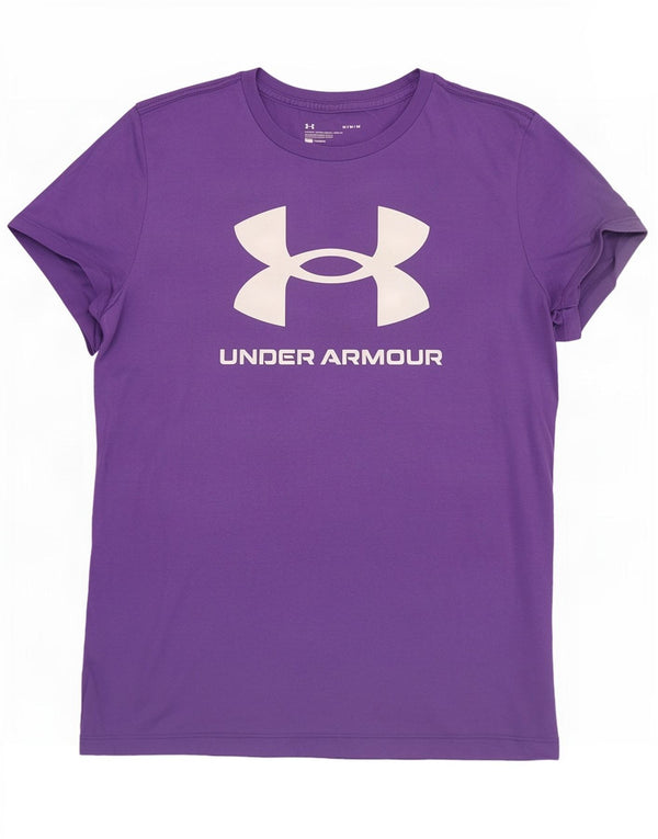 Camiseta gráfica masculina Under Armour Top médio algodão roxo