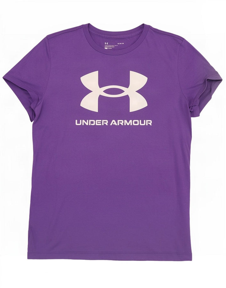 Camiseta gráfica masculina Under Armour Top médio algodão roxo