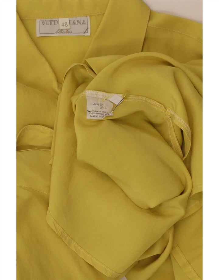 Camisa feminina vintage IT 48 XL seda amarela