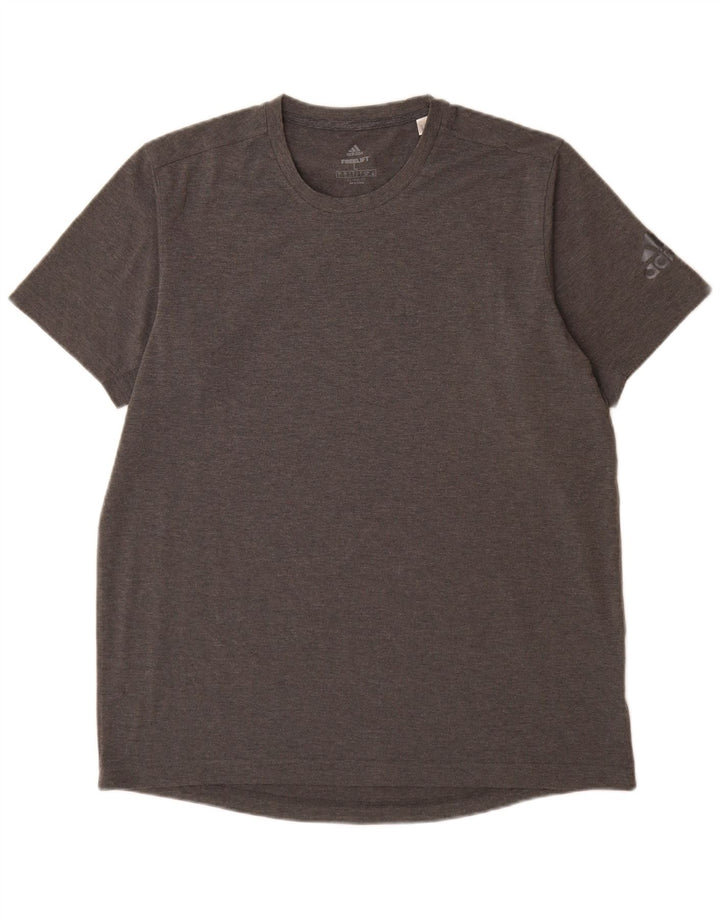 Camiseta masculina Adidas Climalite Top grande poliéster manchado cinza