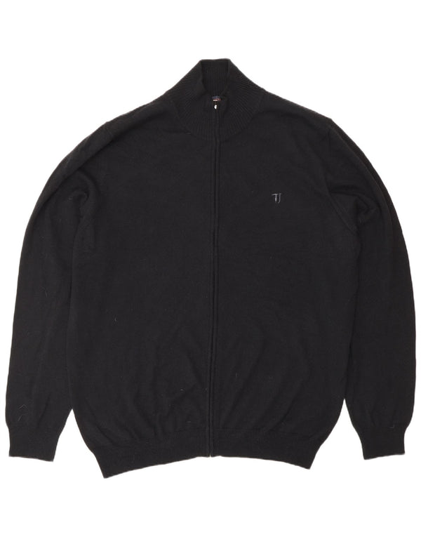 Suéter cardigã masculino TRUSSARDI JEANS 3XL lã preta