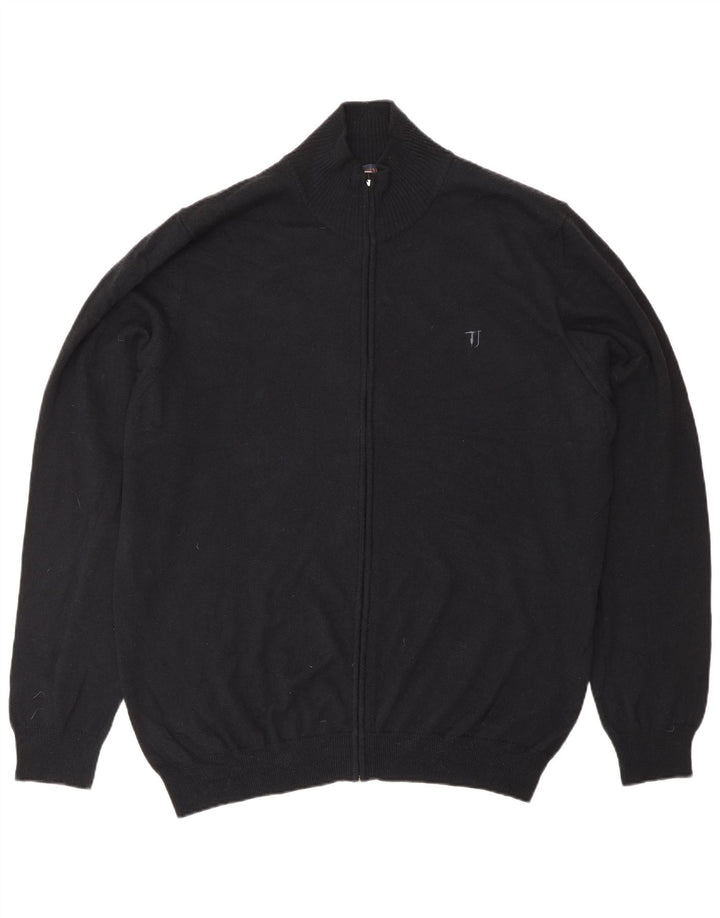 Suéter cardigã masculino TRUSSARDI JEANS 3XL lã preta
