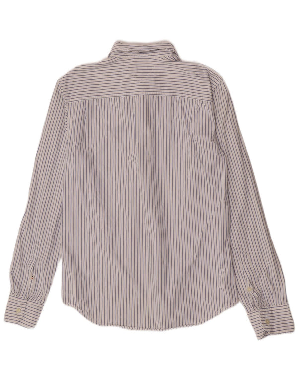 Camisa masculina Tommy Hilfiger Regular Fit de algodão listrado azul médio