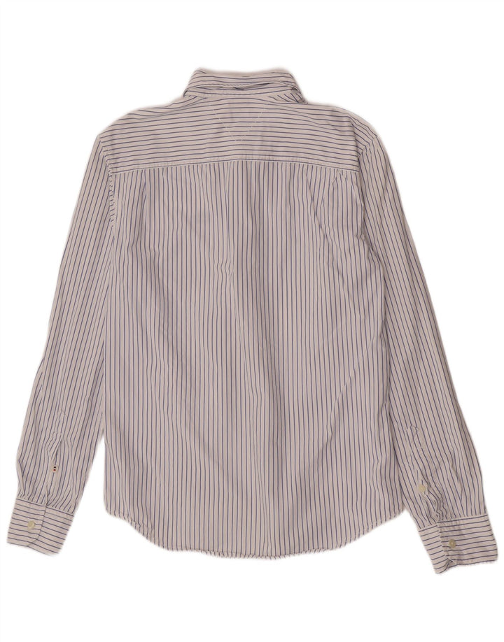 Camisa masculina Tommy Hilfiger Regular Fit de algodão listrado azul médio
