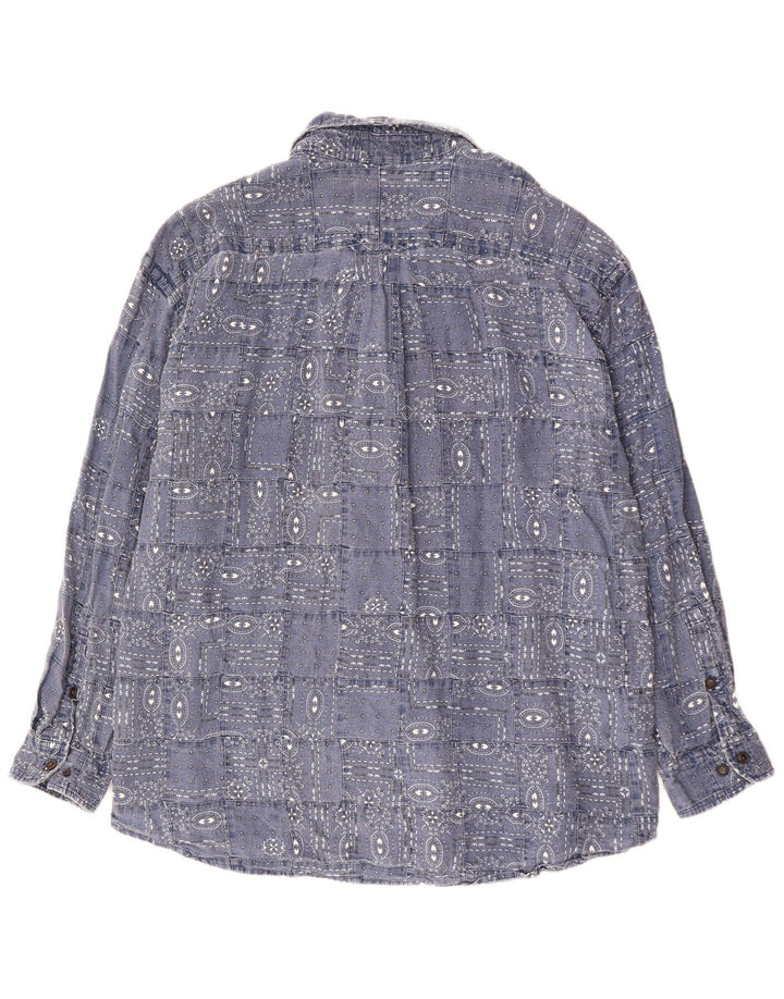 Camisa masculina ORVIS 2XL linho geométrico azul marinho