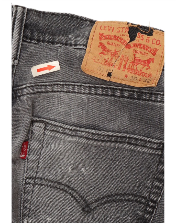 Calça jeans feminina Levi's 511 Slim W30 L28 cinza algodão