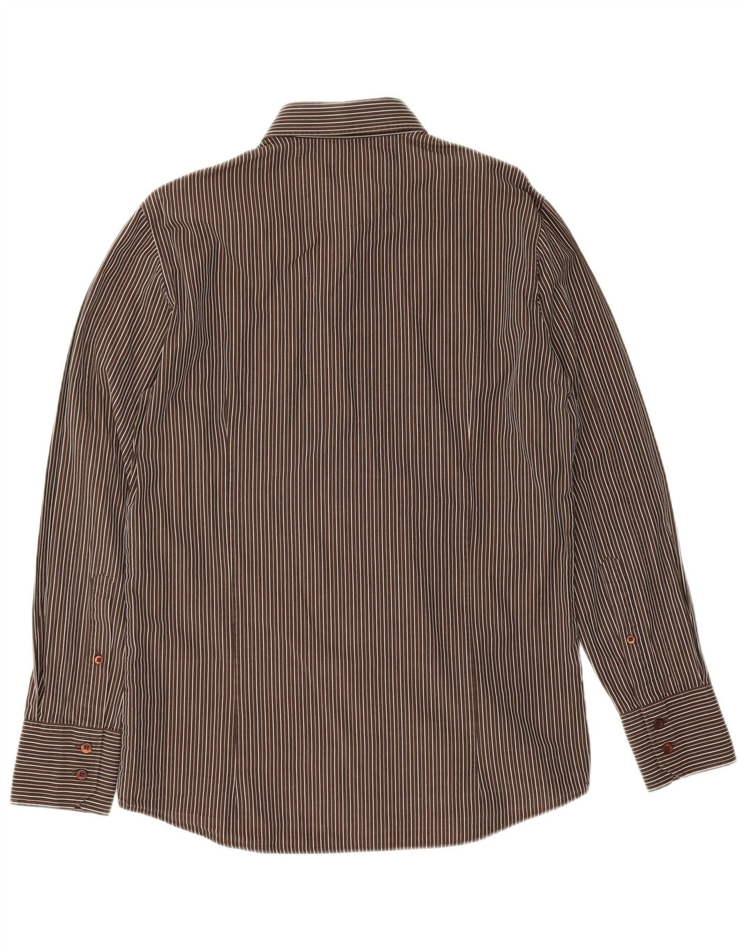 Camisa masculina Hugo Boss de algodão listrado marrom médio