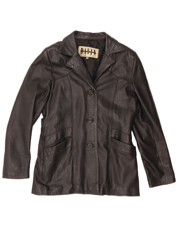 Jaqueta blazer feminina de couro com 3 botões Davin IT 44 médio preto