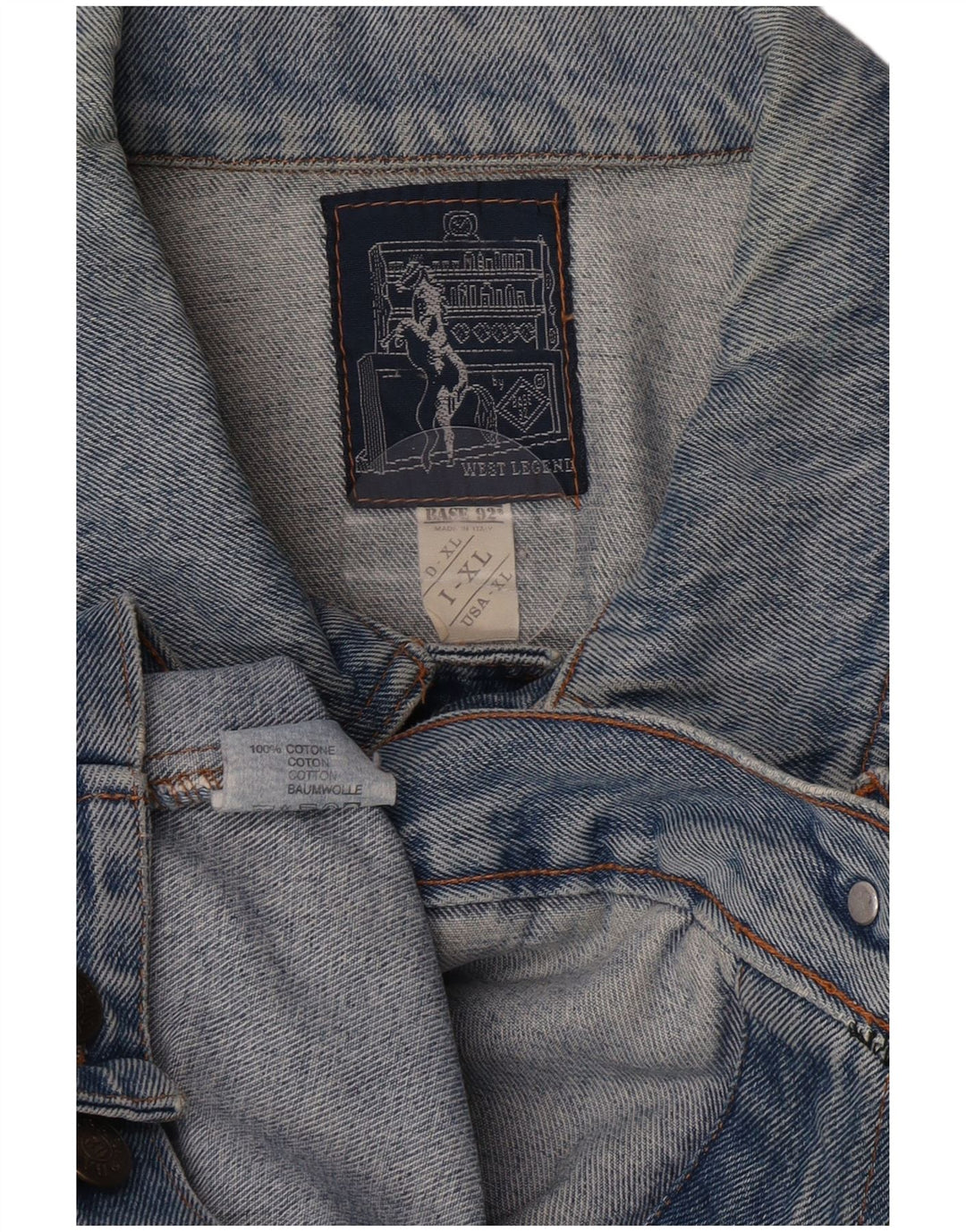 Jaqueta jeans masculina Base 92 UK 42 XL algodão azul