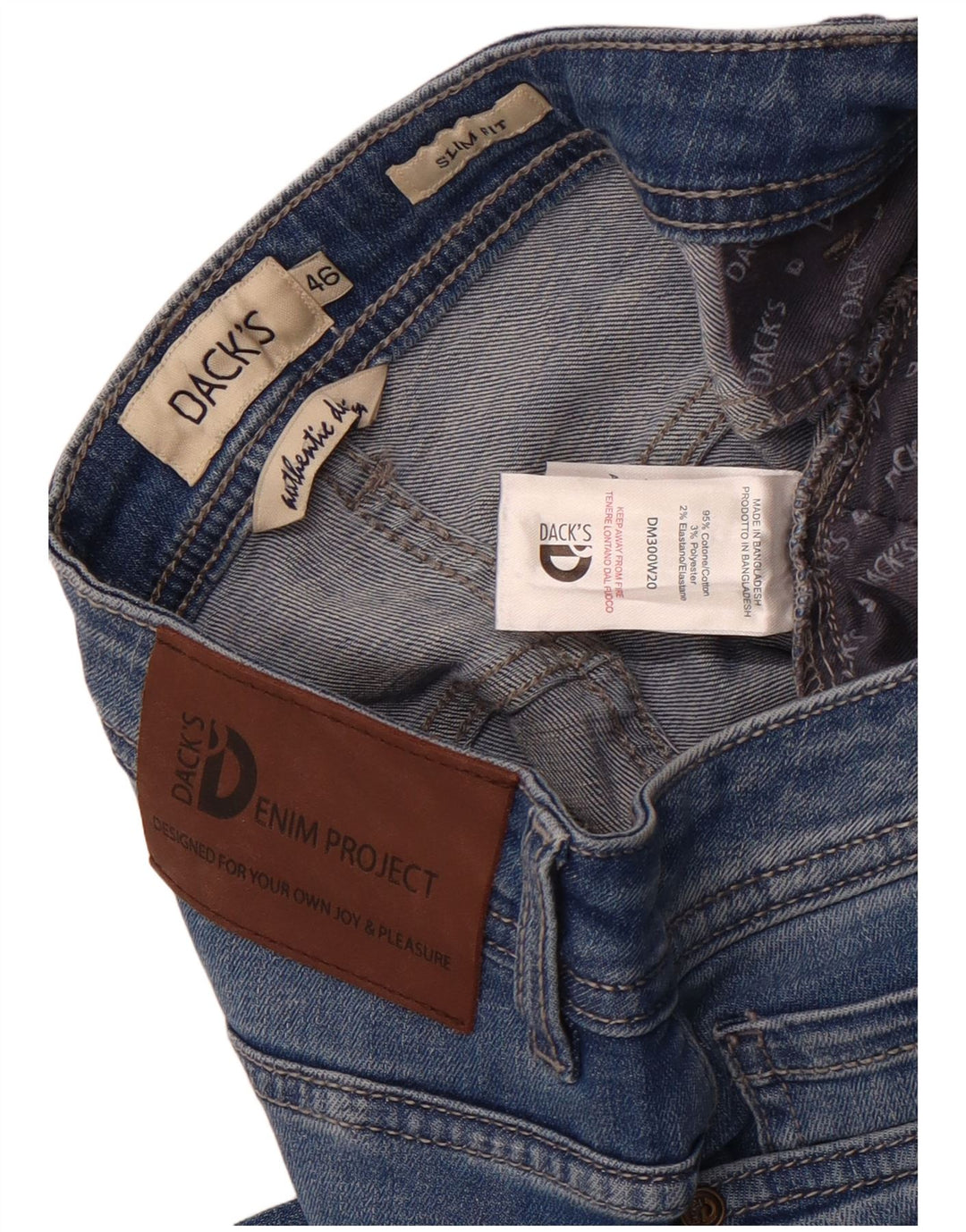 Dack's Mens Slim Jeans IT 46 Pequeno W30 L26 Azul Algodão