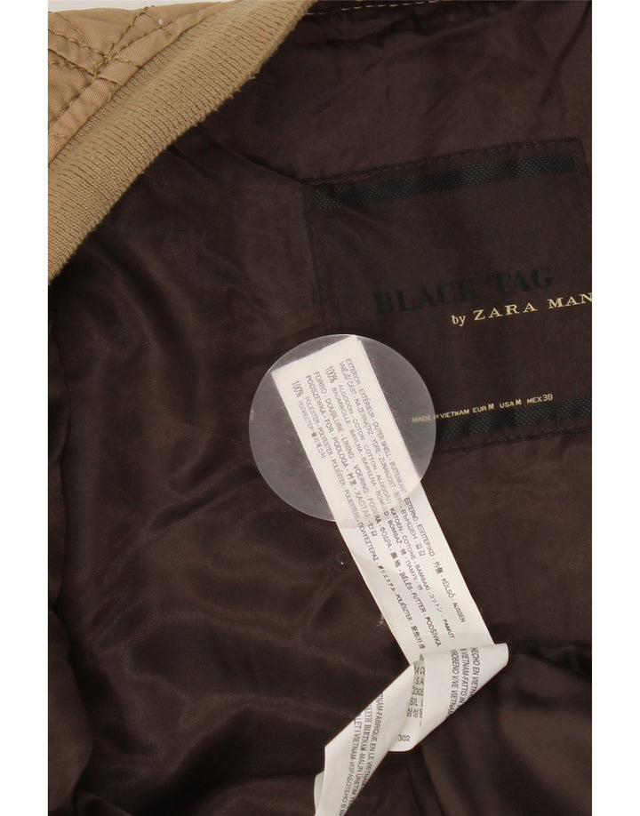 Jaqueta bomber masculina Zara UK 38 algodão bege médio