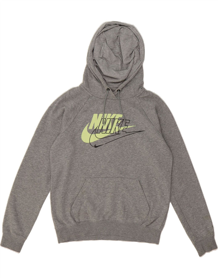 NIKE Womens Oversized Graphic Hoodie Jumper UK 6 XS Grey Cotton Vintage Nike and Second-Hand Nike from Messina Hembry 