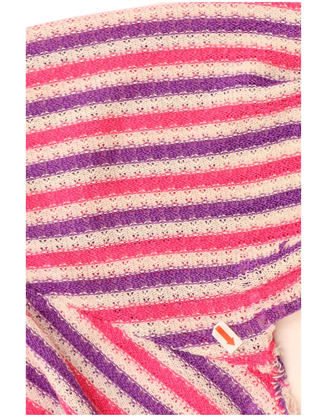 Suéter feminino VINTAGE com gola canoa Reino Unido 14 grande listrado multicolorido