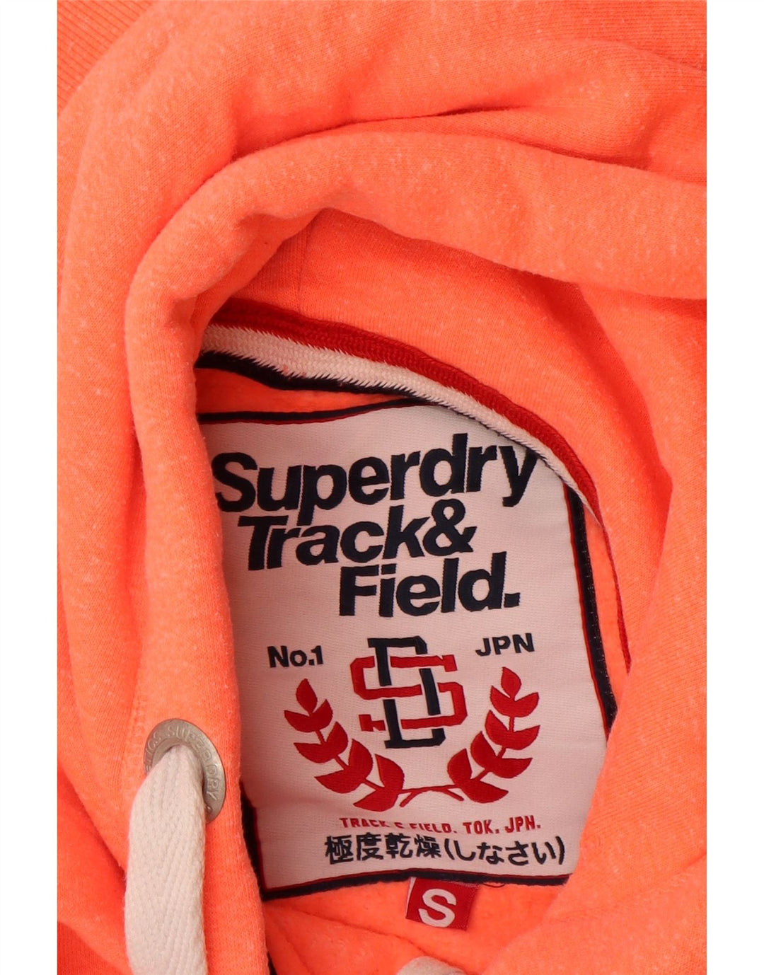 Suéter feminino SUPERDRY com capuz e zíper gráfico Reino Unido 10 algodão laranja pequeno