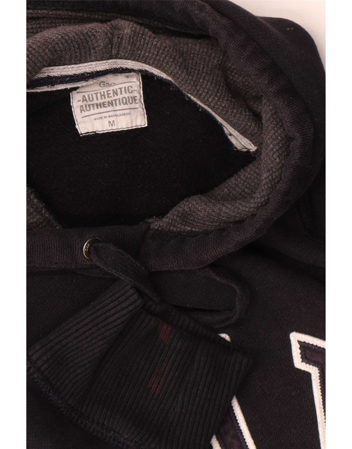 Suéter com capuz gráfico masculino Gap médio algodão preto
