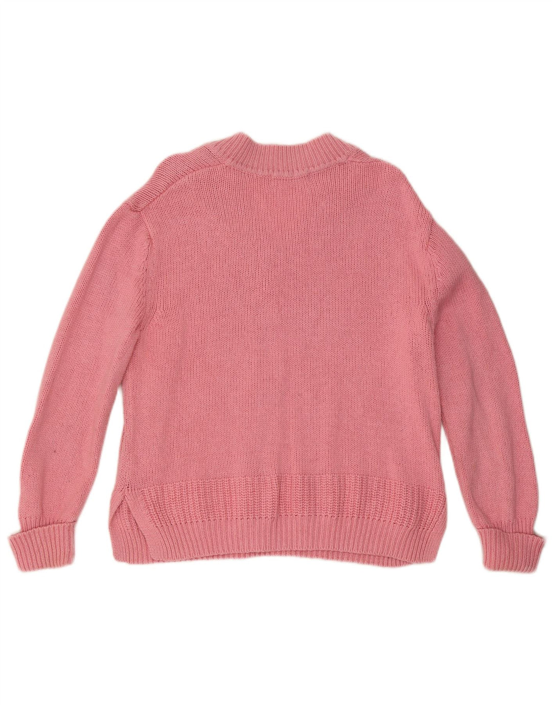 Suéter feminino Marks & Spencer com decote em V Reino Unido 14 algodão rosa médio