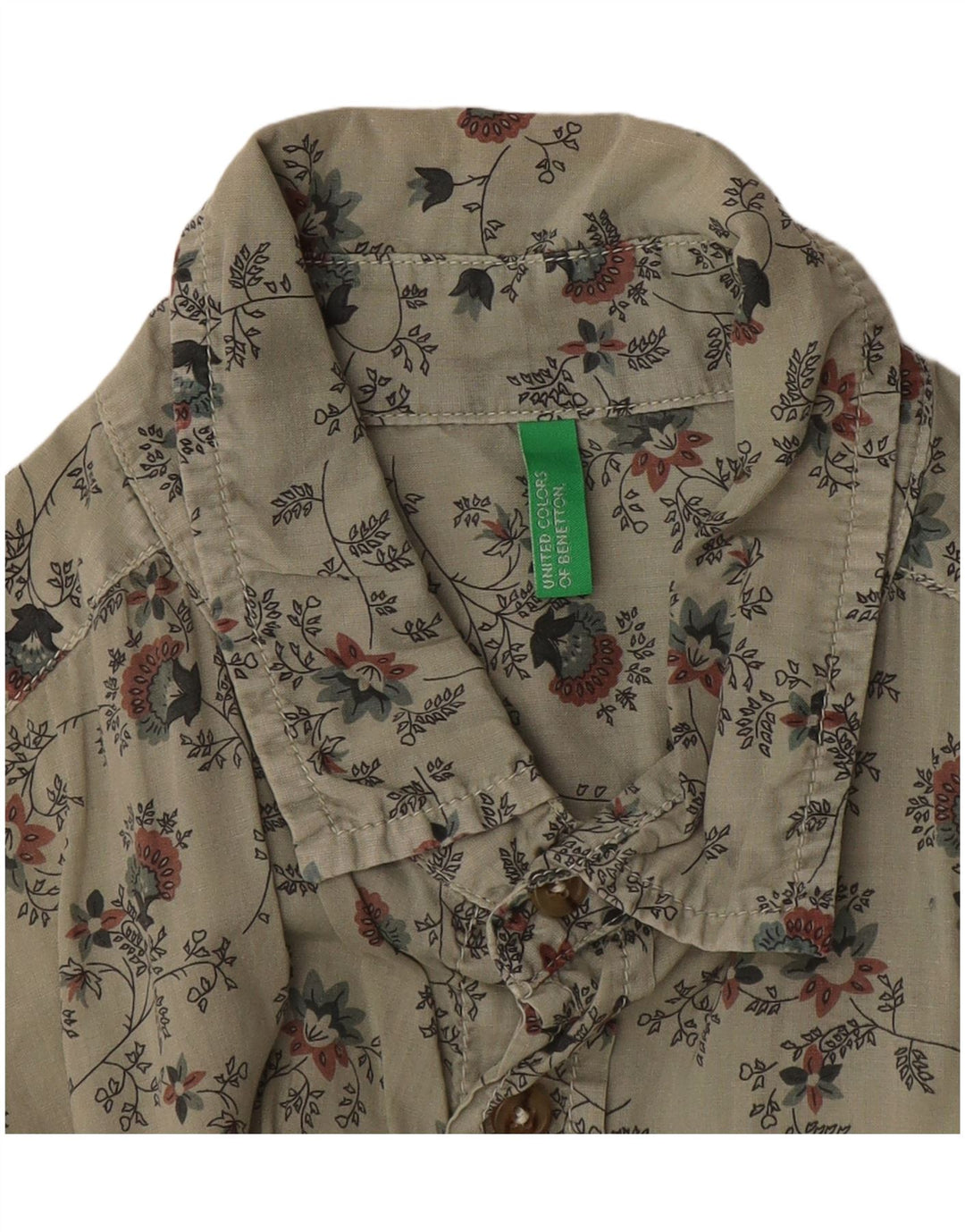 Camisa masculina Benetton cinza médio floral