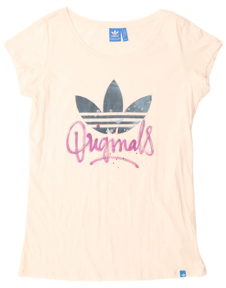 Camiseta Adidas Longline Graphic Feminina Top UK 22 XL Algodão Branco