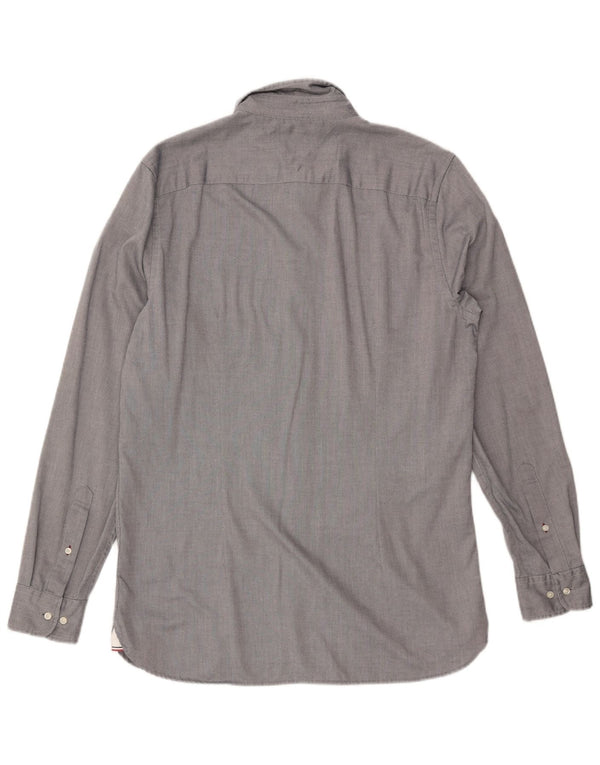 Camisa masculina TOMMY HILFIGER slim fit grande algodão cinza